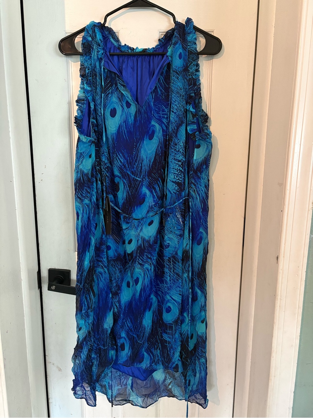 Elie Tahari Blue Peacock-Print Maxi Dress